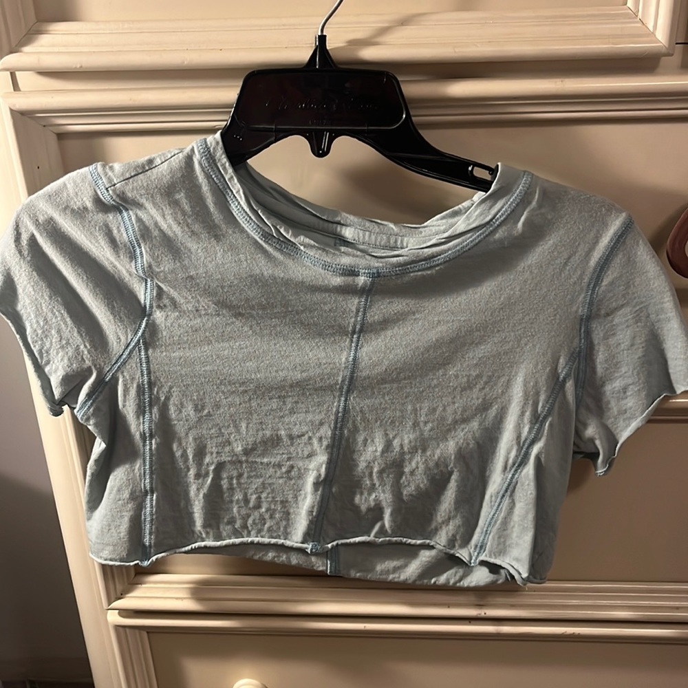 Light teal cropped top